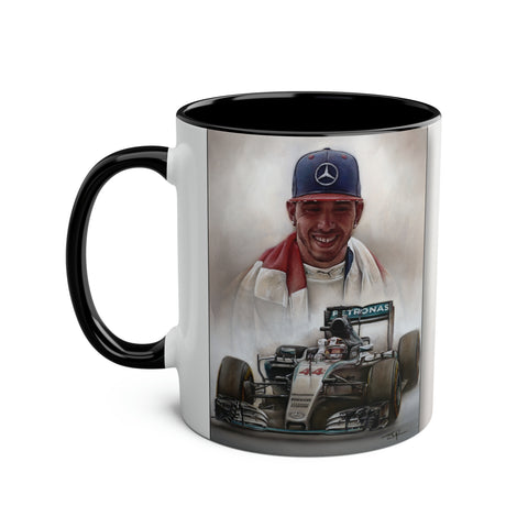 Lewis Hamilton. World Champion 2015 - Two-Tone Coffee Mug, 11oz