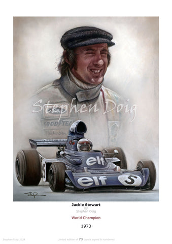 Jackie Stewart - 1973 -  Ltd edition giclee print by Stephen Doig