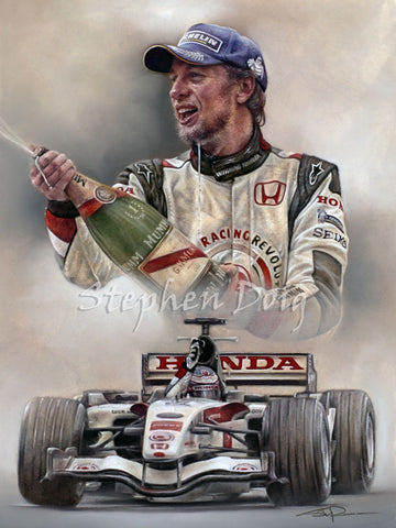 Jenson Button Hungary 2006 original pastel artwork