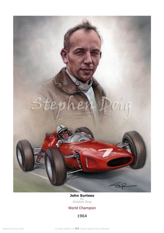John Surtees - 1964 -  Ltd edition giclee print by Stephen Doig