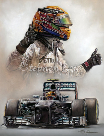 Lewis Hamilton Hungary 2013 original pastel artwork