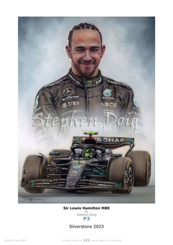 Sir Lewis Hamilton - P3 - Silverstone 2023 - Ltd edition giclee print by Stephen Doig