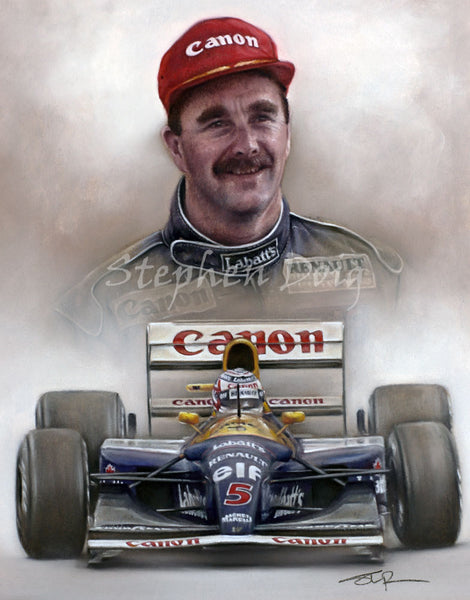 Nigel Mansell - World Champion 1992 -  Ltd edition giclee print by Stephen Doig