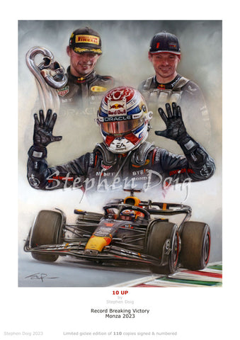 Max Verstappen- Record Breaking Victory - Ltd edition giclee print by Stephen Doig