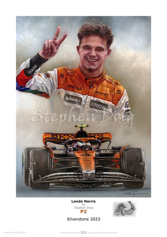 Lando Norris - Silverstone 2023 - Ltd edition giclee print by Stephen Doig