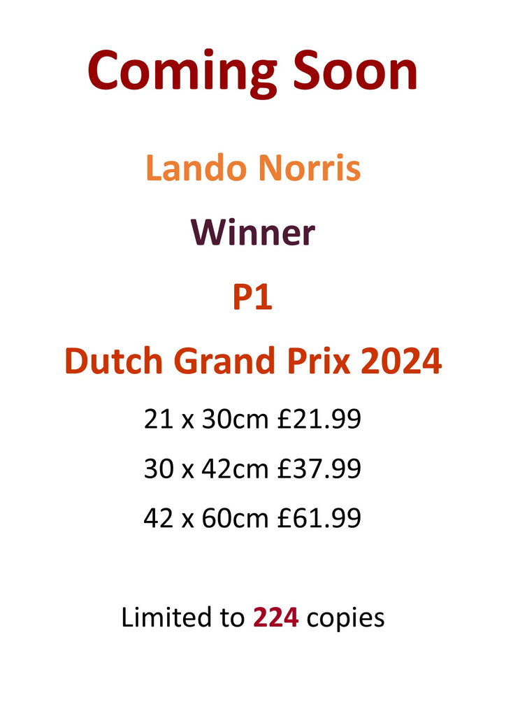 Lando Norris - Winner - Dutch GP 2024 - Ltd edition giclee print by Stephen Doig