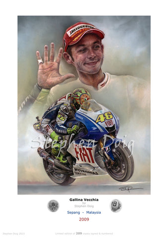 Valentino Rossi  'Gallina Vecchia'  Ltd edition giclee fine art print 209 copies.