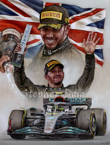 Lewis Hamilton Silverstone Podium original pastel artwork