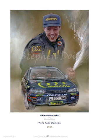 Colin McRae - 1995 -  Ltd edition giclee print by Stephen Doig