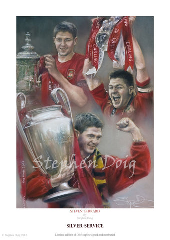 Steven Gerrard  Silver Service   Ltd edition giclee print by Stephen Doig