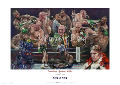 Tyson Fury - Deontay Wilder  King vs King   Ltd edition giclee print by Stephen Doig