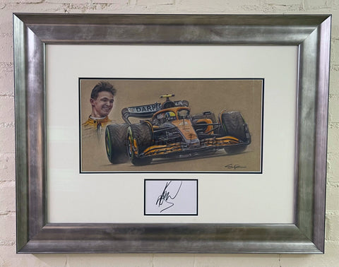 Lando Norris - Signed & Framed - Imola Podium 2022  original pastel artwork