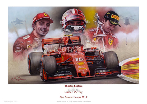 Charles Leclerc 'Maiden Victory'   Ltd edition giclee print by Stephen Doig
