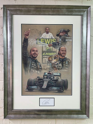 Sir Lewis Hamilton MBE - Signed & Framed - 100th Victory  original pastel artwork