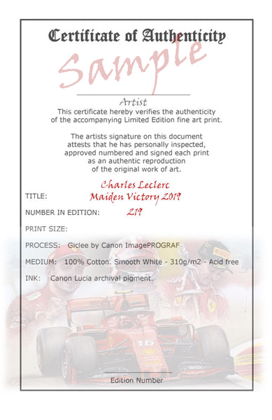 Charles Leclerc 'Maiden Victory'   Ltd edition giclee print by Stephen Doig