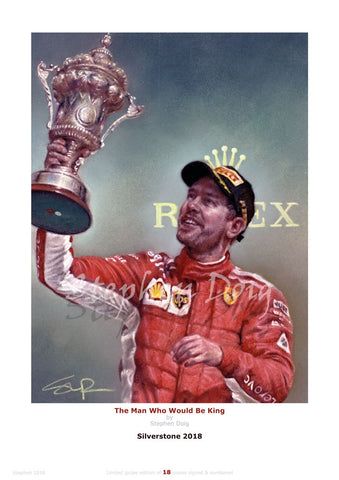 Sebastian Vettel   ' Silverstone 2018'  Ltd edition giclee print by Stephen Doig