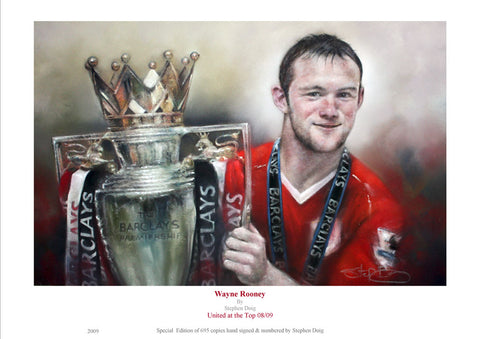 Wayne Rooney  United at The Top  Ltd edition giclee print by Stephen Doig