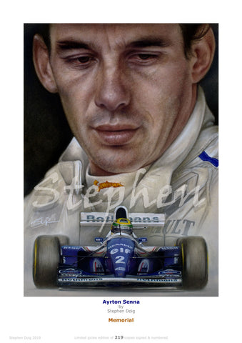 Ayrton Senna  ' Memorial'   Ltd edition giclee print by Stephen Doig