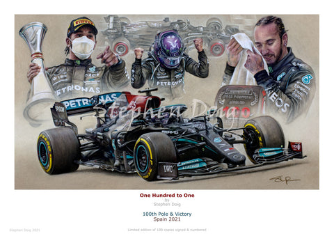 Lewis Hamilton  Spain 2021  Ltd edition giclee print by Stephen Doig