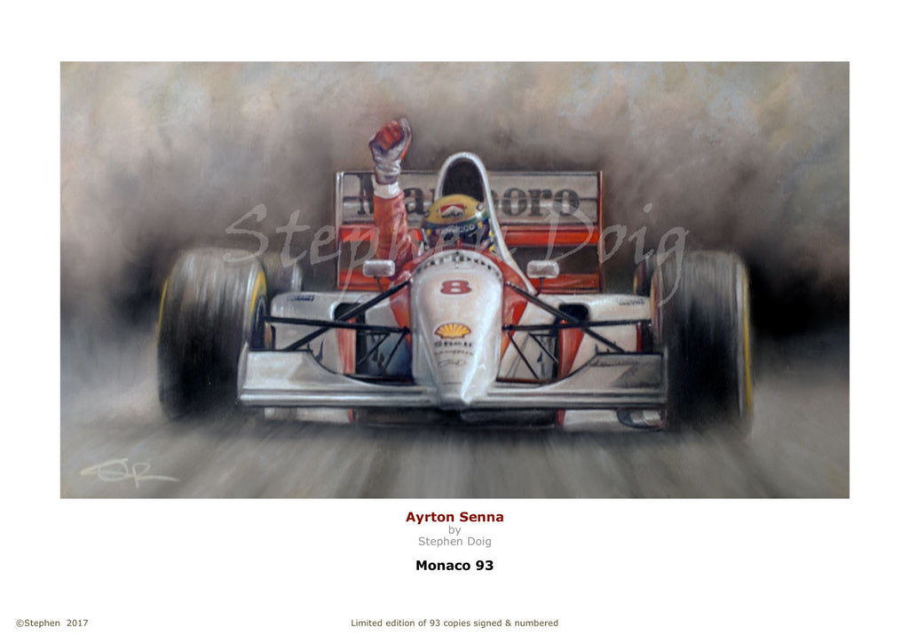 Ayrton Senna  Monaco 93   Ltd giclee edition of 93 copies.