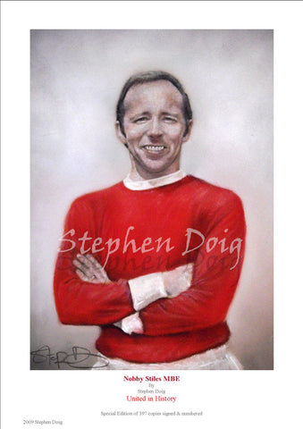 Nobby Stiles United in History   Ltd edition giclee print by Stephen Doig