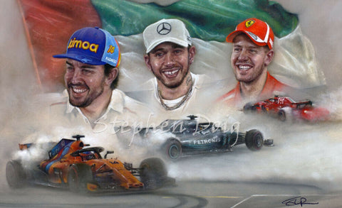 Fernando Alonso  Abu Dhabi 2018 original artwork