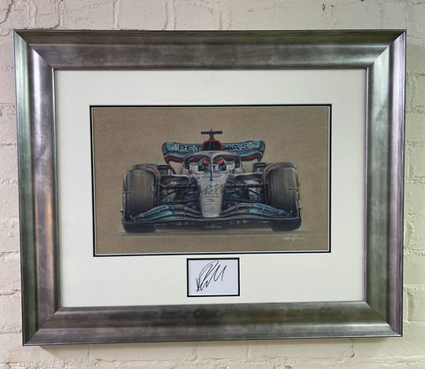 George Russell - Signed & Framed - Mercedes- AMG F1 W13 E - original pastel artwork