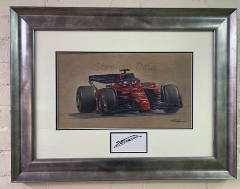 Charles Leclerc - Signed & Framed - Ferrari F1-75 - original pastel artwork